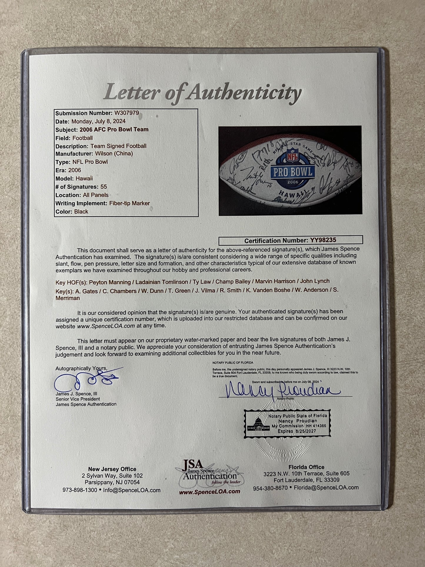 2006 AFC Pro Bowl Autographed Football