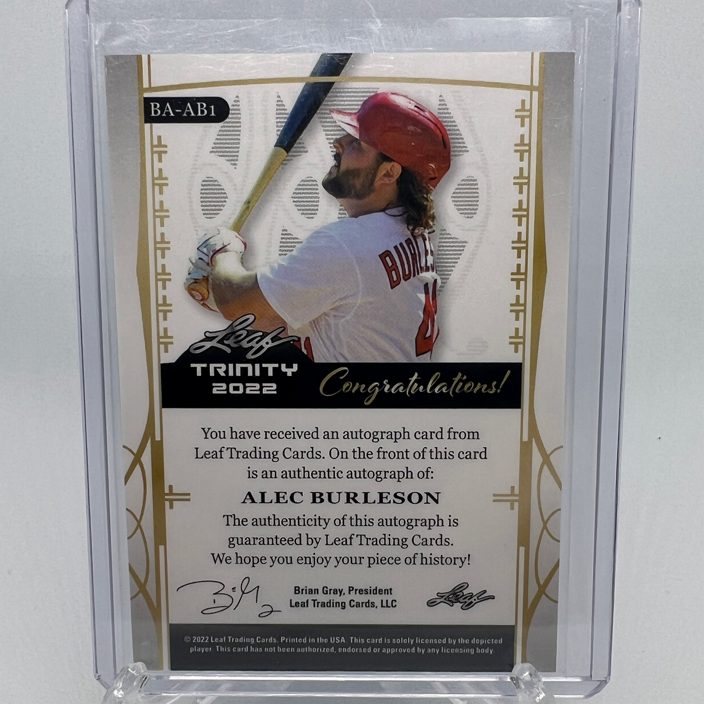 Alec Burleson 32/99 Autographed Baseball Card