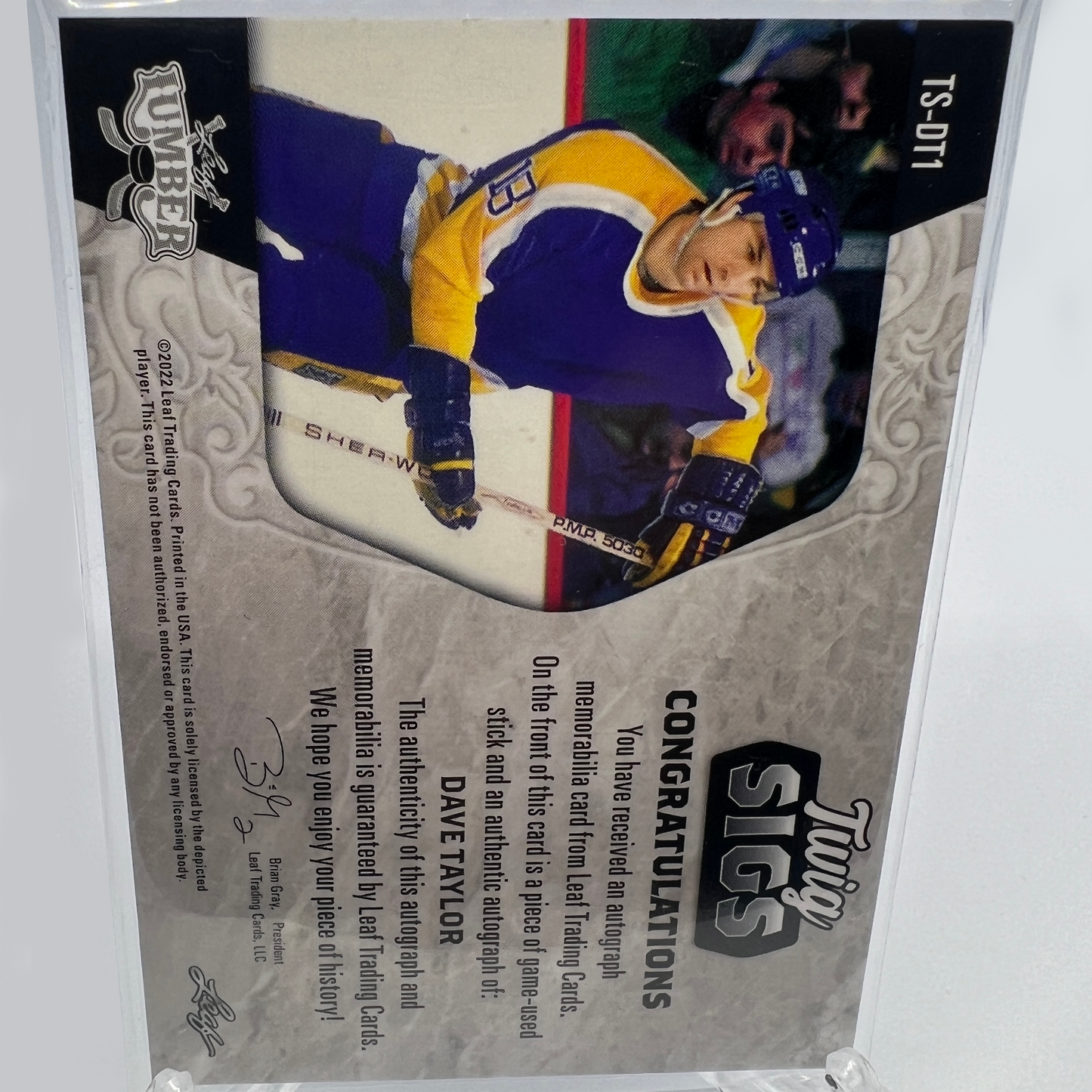 Dave Taylor 45/50 Autographed Lumber Hockey Card
