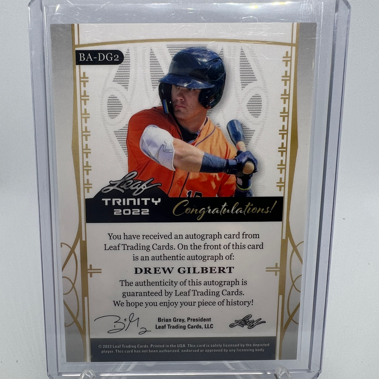Drew Gilbert 3/10 Autographed Baseball Card