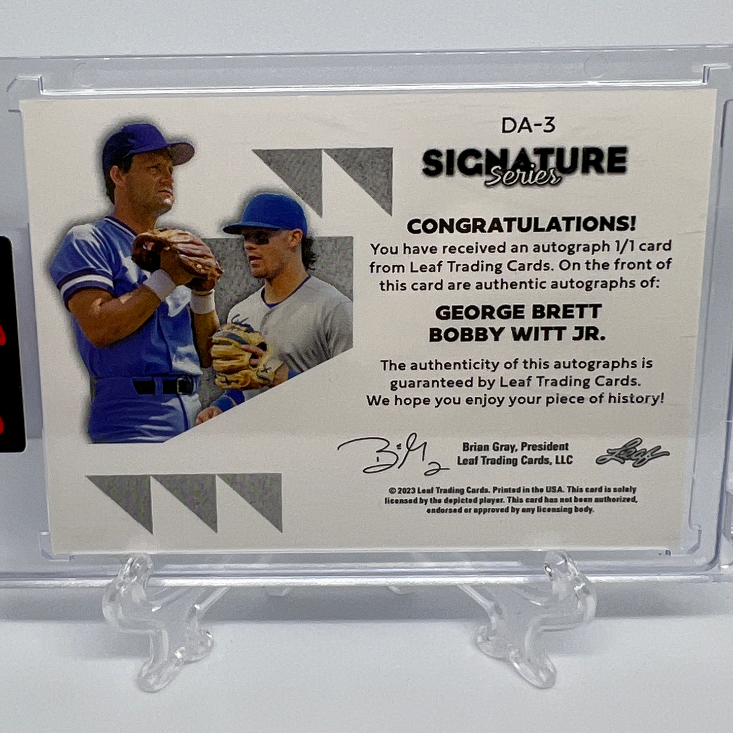 George Brett & Bobby Witt Jr. 1/1 Dual Autographed Baseball Card