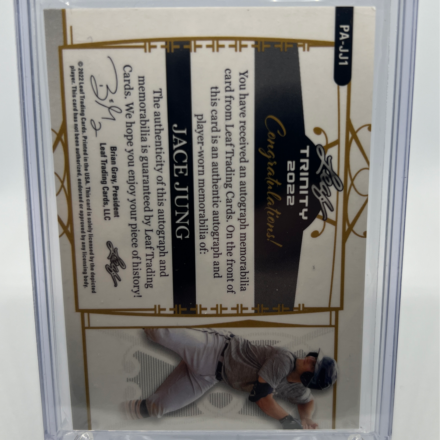 Jace Jung 11/99 Autographed Patch Baseball Card