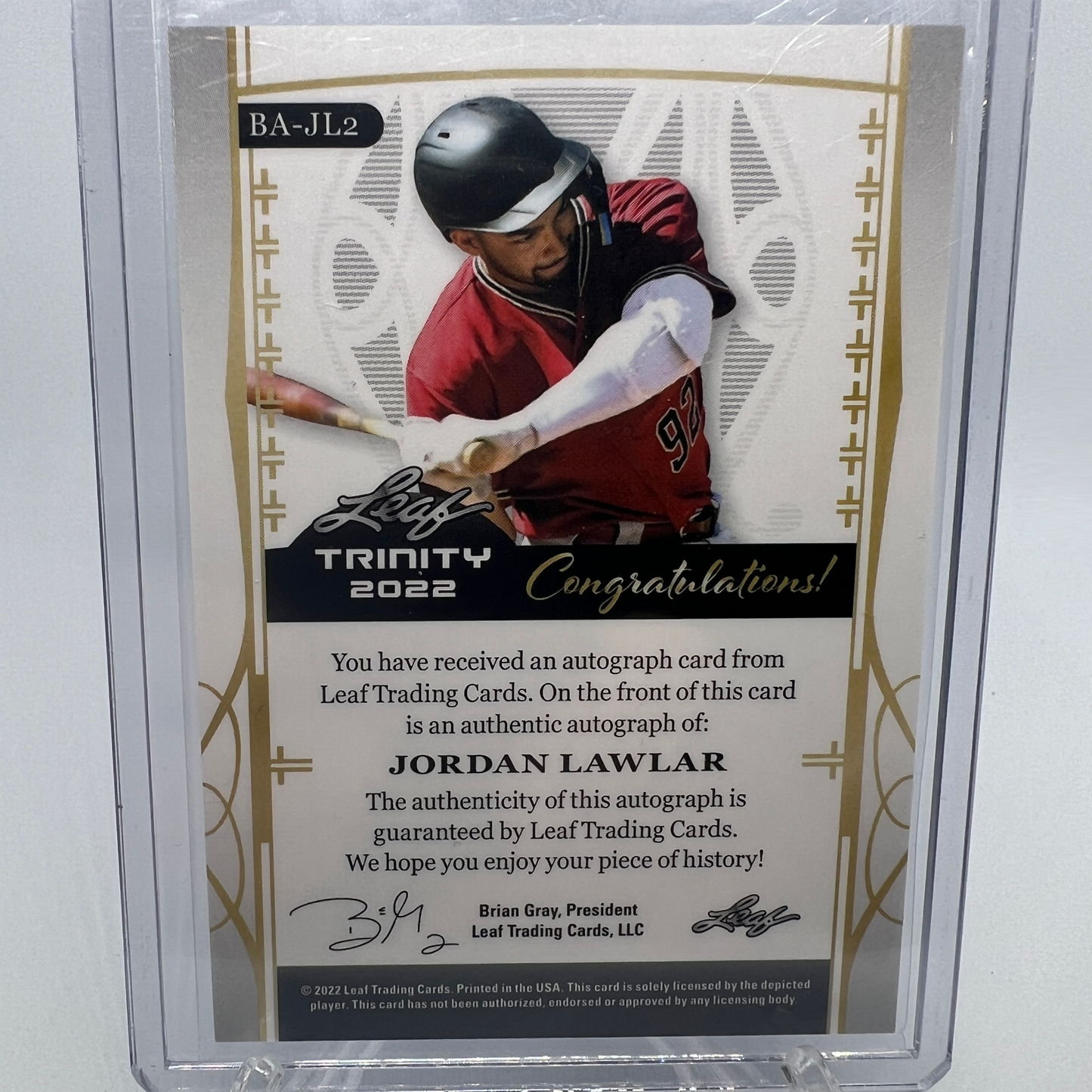 Jordan Lawlar 19/50 Autographed Baseball Card