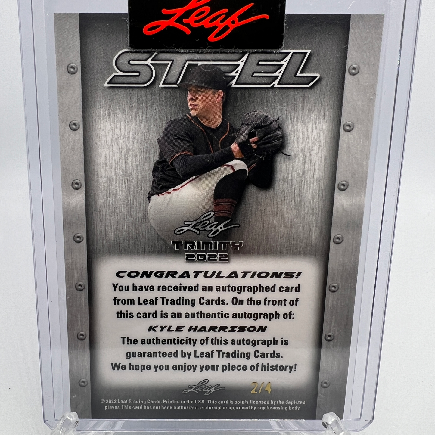 Kyle Harrison 2/4 Autographed Baseball Card