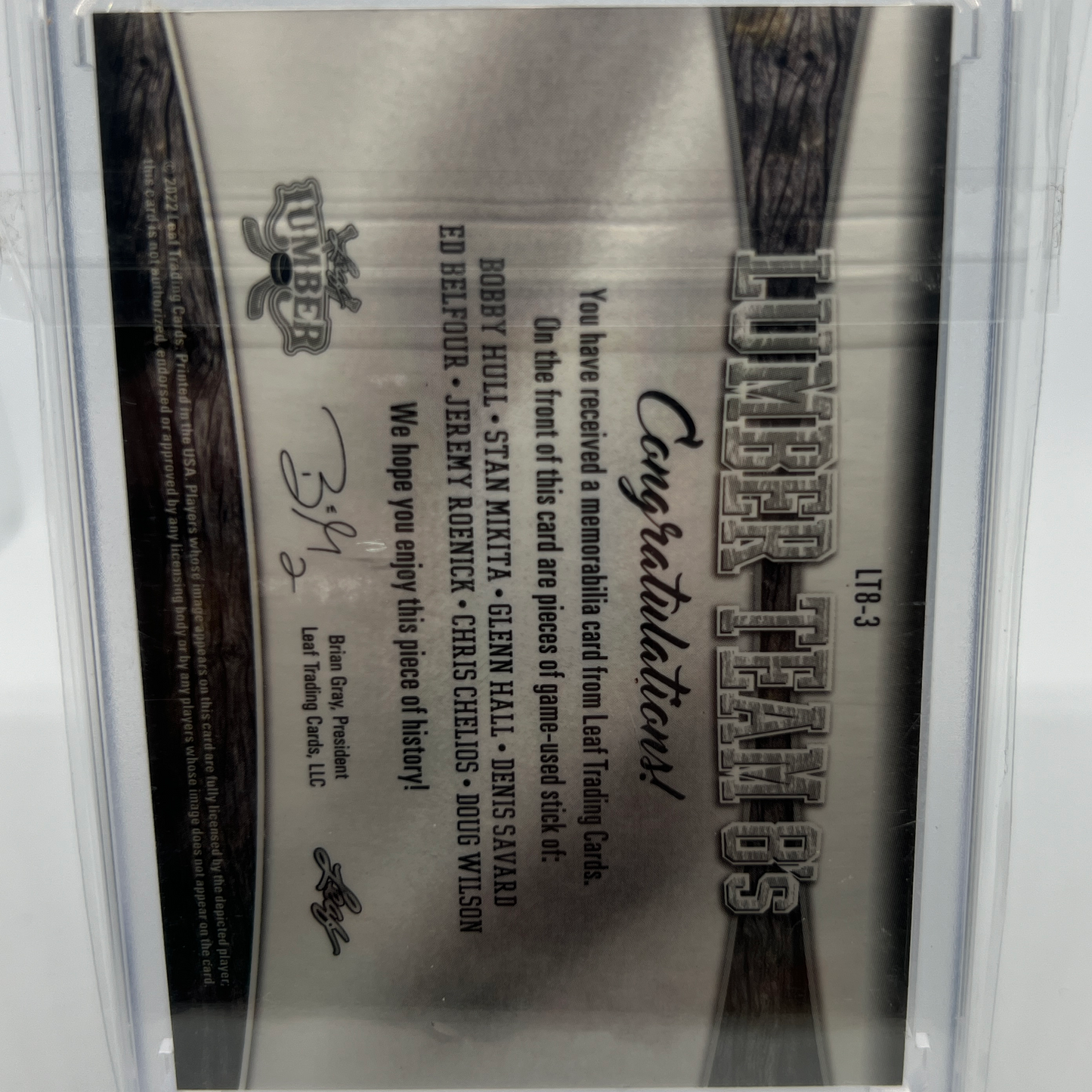 Team 8's LT8-3 2/6 Lumber Hockey Card