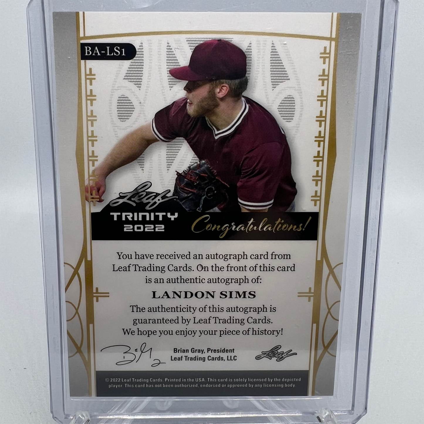 Landon Sims 12/25 Autographed Baseball Card