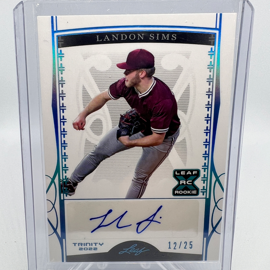 Landon Sims 12/25 Autographed Baseball Card