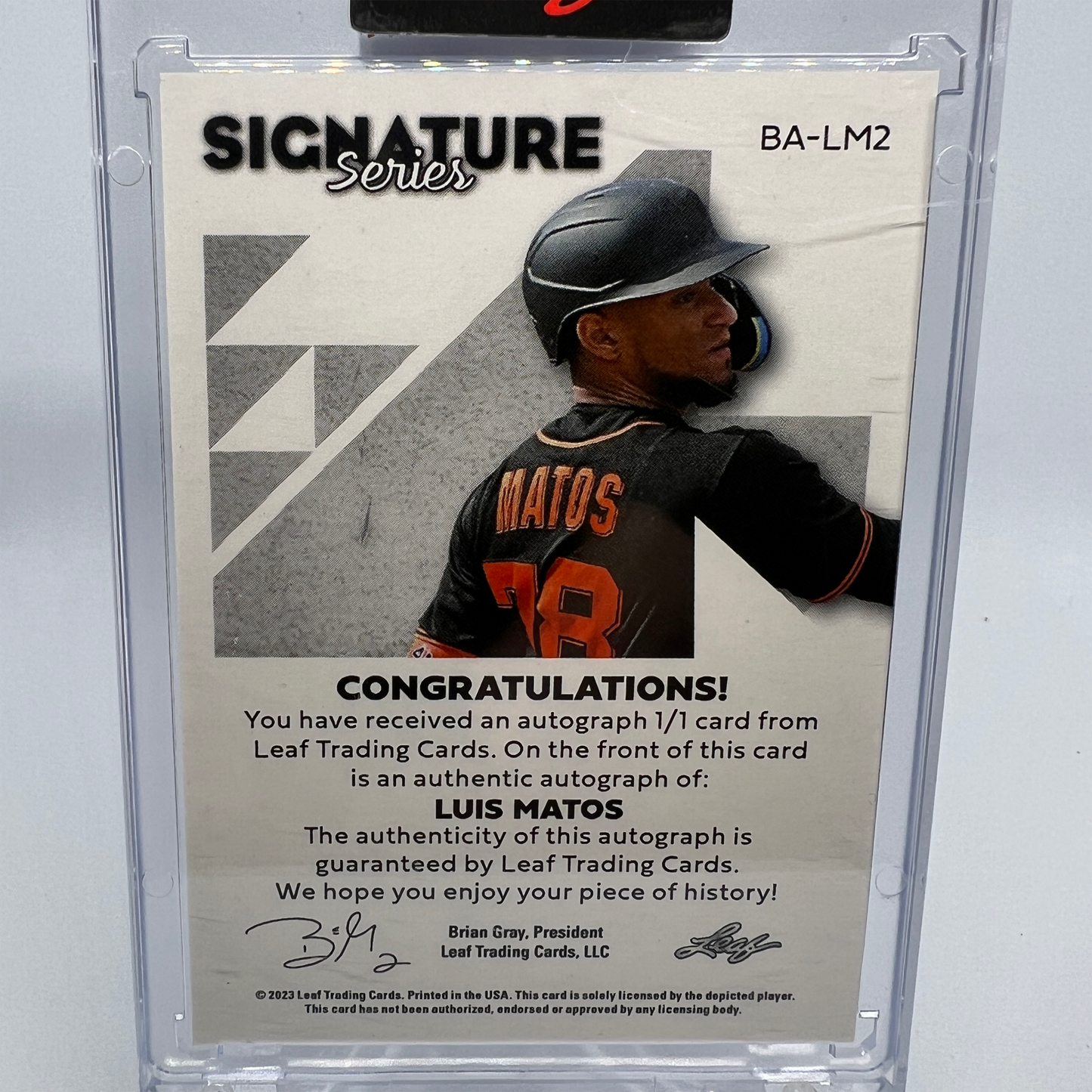 Luis Matos 1/1 Autographed Baseball Card
