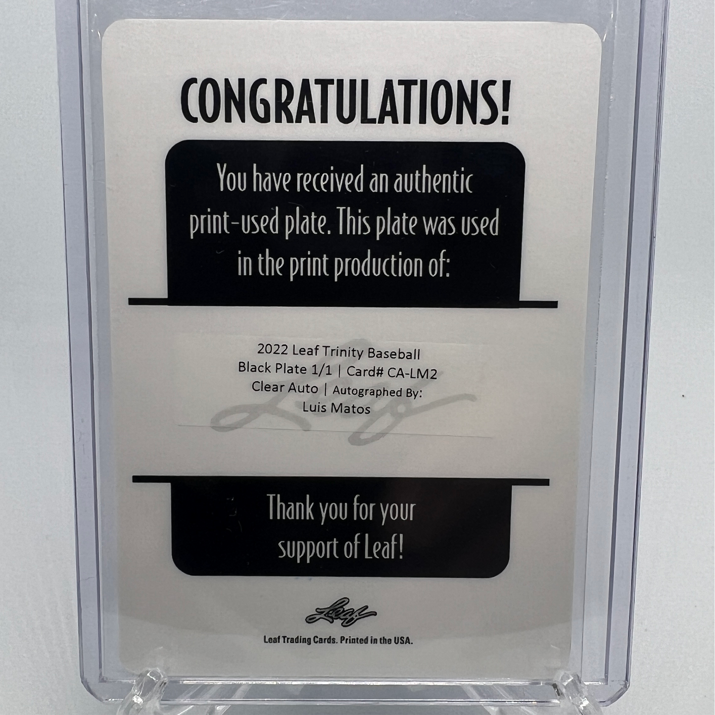 Luis Matos 1/1 Autographed Printing Plate