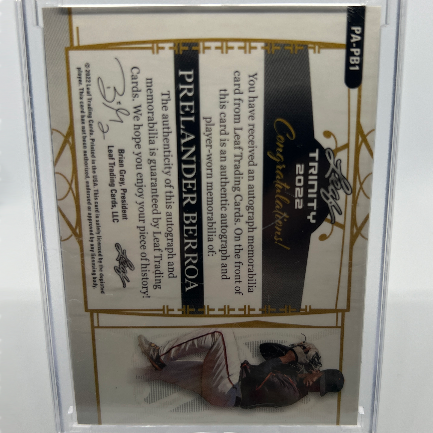 Prelander Berroa 1/1 Autographed Patch Baseball Card