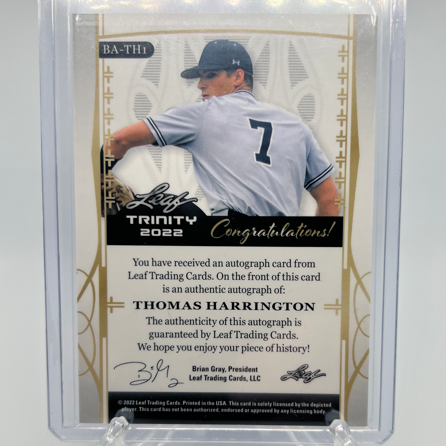 Thomas Harrington 56/99 Autographed Baseball Card