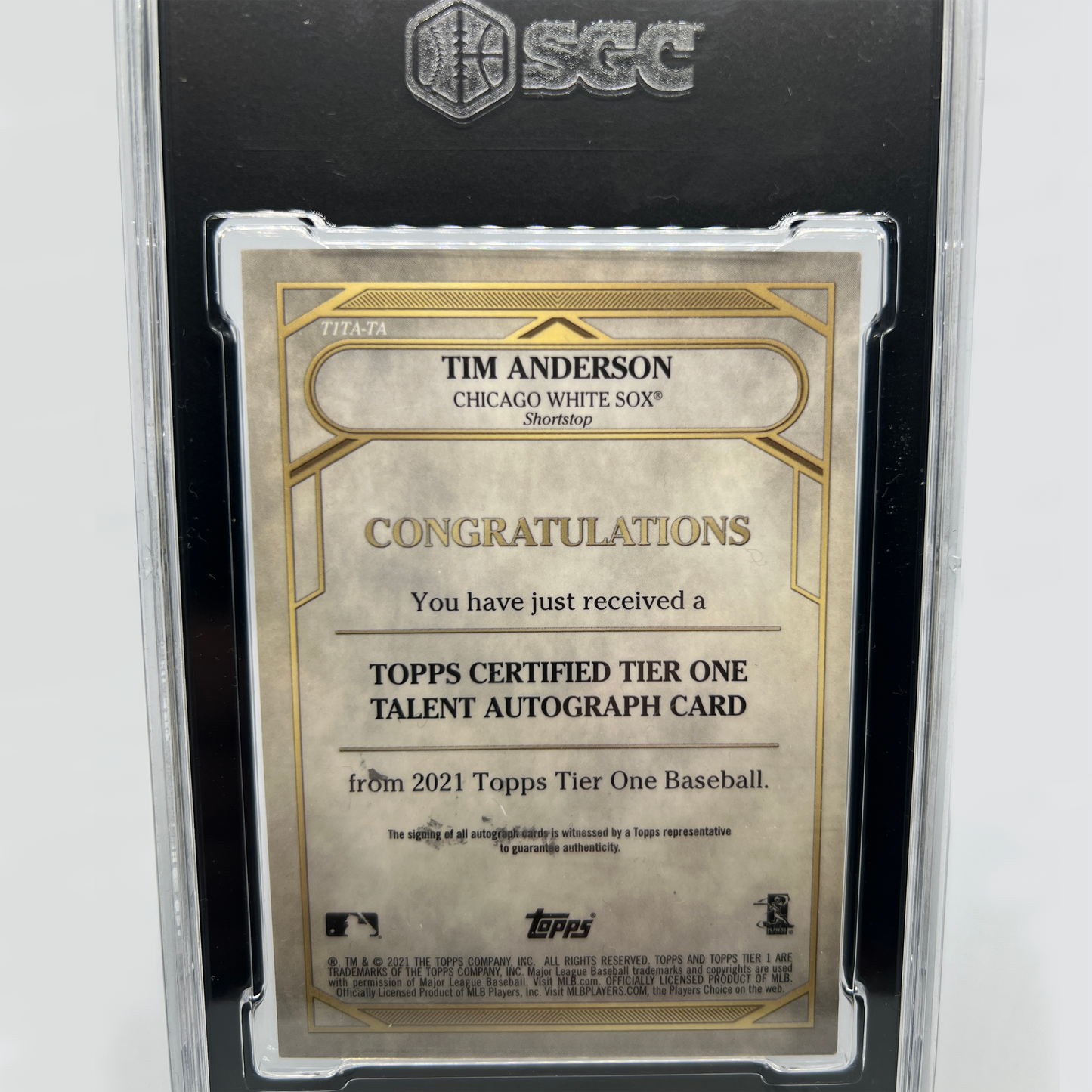 Tim Anderson 10/10 Autographed Baseball Card - Graded