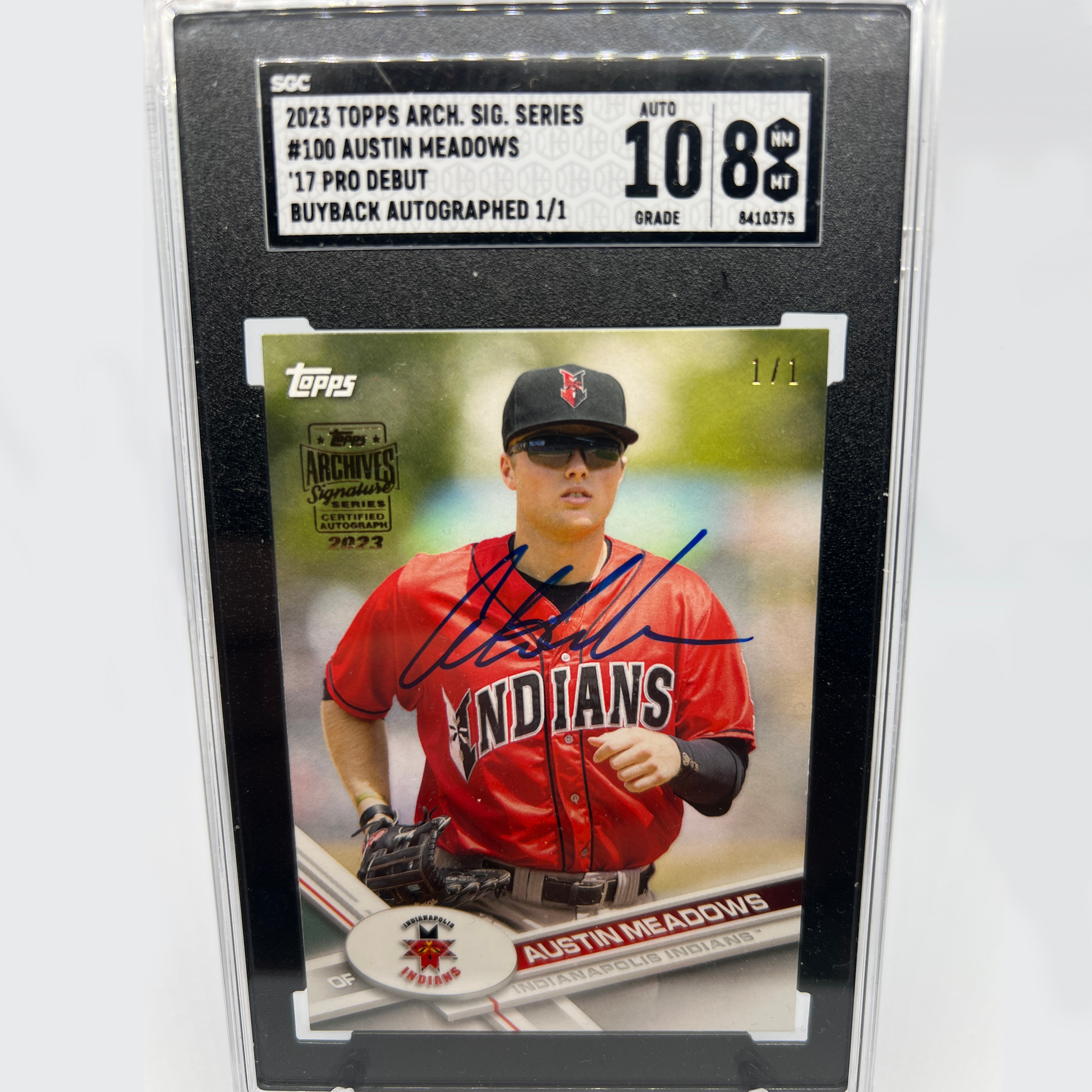 Austin Meadows 1/1 Autographed Baseball Card - Graded RSR Autographs Austin Meadows 1/1 Autographed Baseball Card - Graded RSR Autographs