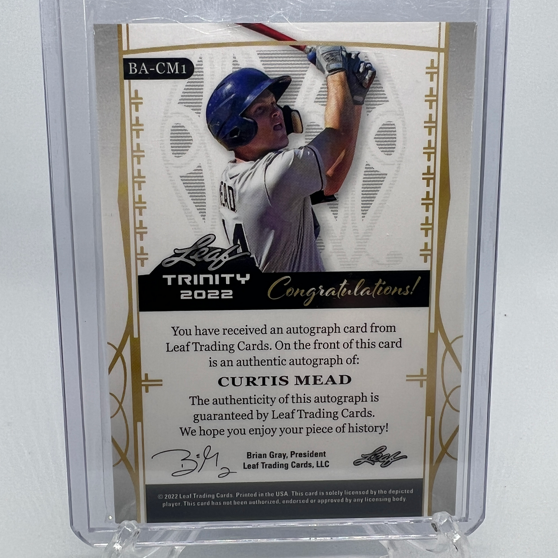 autograph on a rare baseball card crossword Curtis Mead 57/99 Autographed Baseball Card