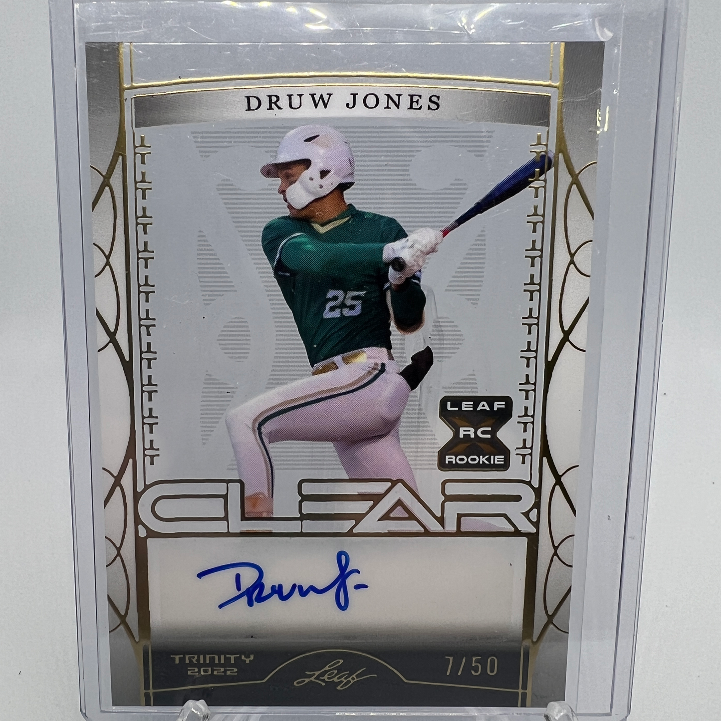 Druw Jones 7/50 Autographed Baseball Card
