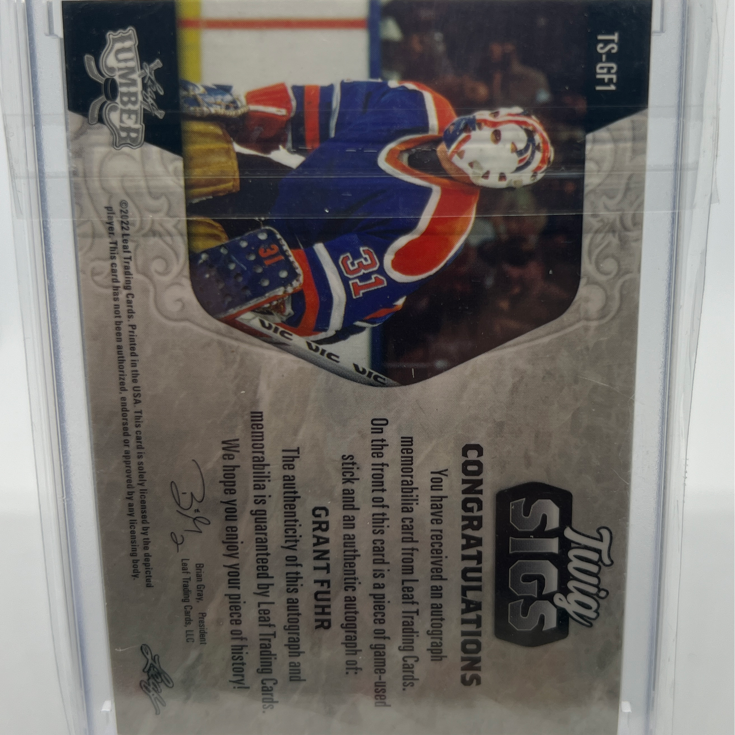 Grant Fuhr 4/40 Autographed Lumber Hockey Card